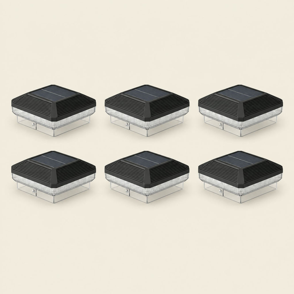 6-Pack Solar Fence Post Cap Lights, 3 Lighting Modes