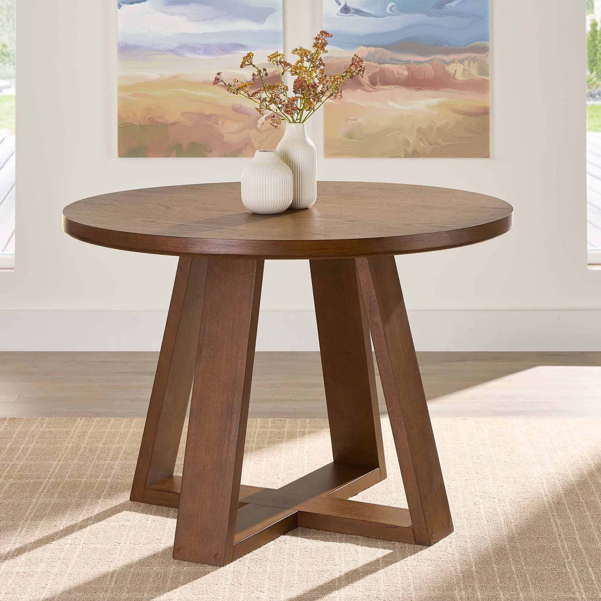Ezra 45-Inch Round Walnut Dining Table