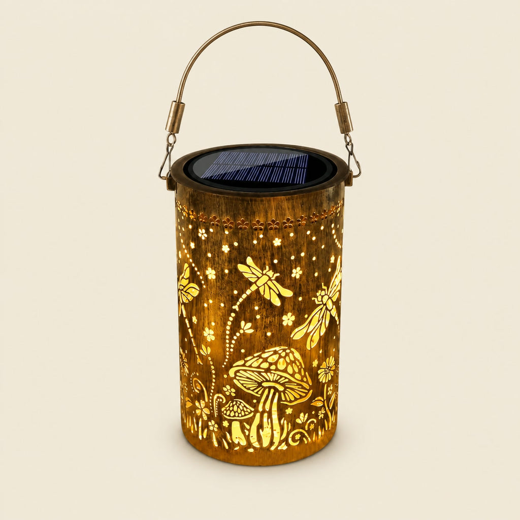 Decorative Solar Lantern with Patterned Light Projection