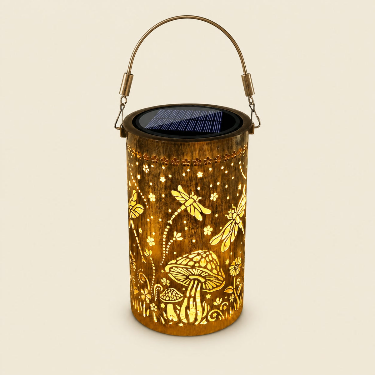 Decorative Solar Lantern with Patterned Light Projection