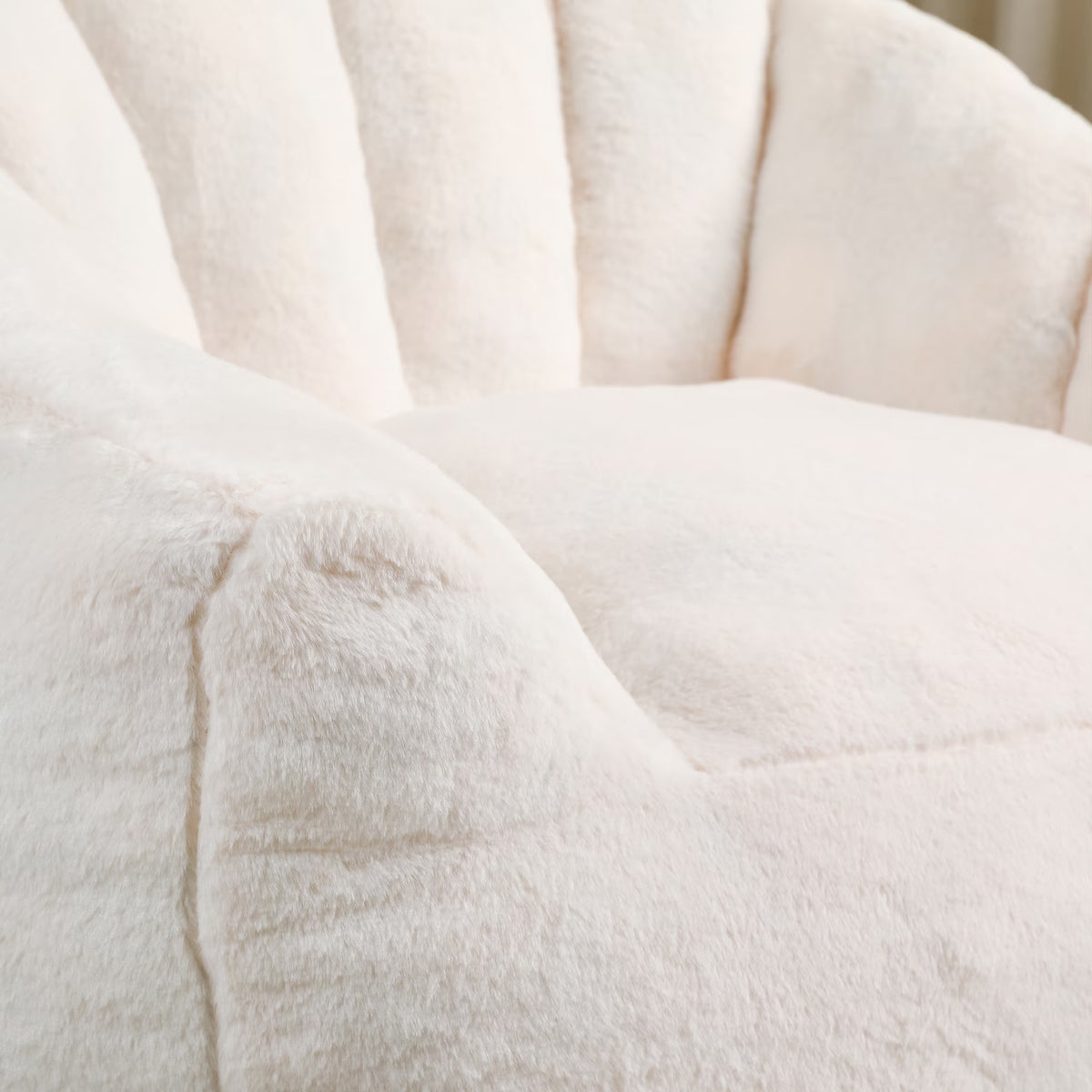 Oversized White Faux Fur Memory Foam Bean Bag Chair