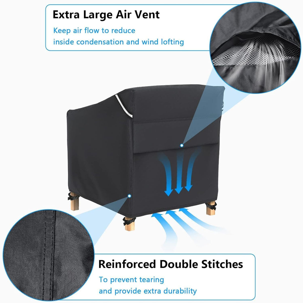 Waterproof Patio Chair Covers, 2-Pack, 30 x 34 x 38 Inches