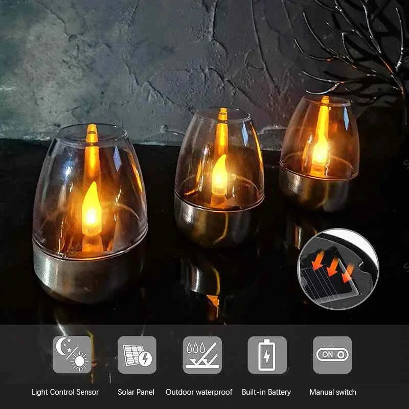 Rechargeable Solar Flameless Candles for Outdoor Decor