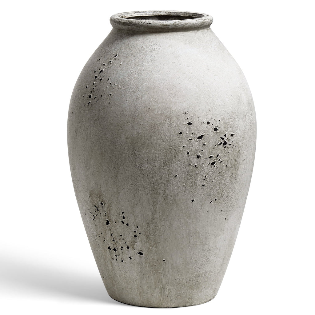 LE TAUCI Ceramic Vase, 13.2 Inch Tall Large Ceramic Vase for Flowers, Rustic Farmhouse Flower Vase for Living Room, Console Table, Entryway and Centerpiece Decor, Speckled Gray Vase