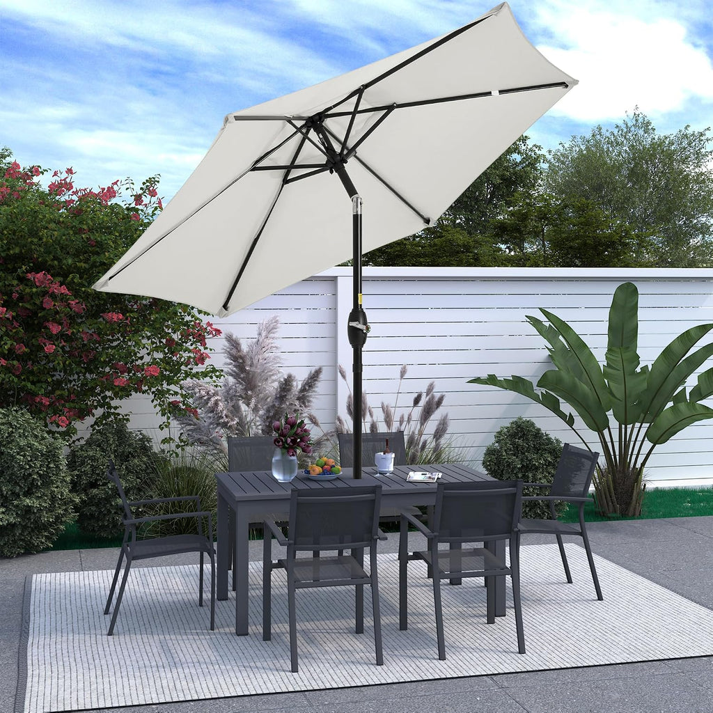 Outdoor Patio Umbrella, Patio Umbrella, Market Umbrella, Large Outdoor Umbrella, Metal Pole Umbrella with Push Button Tilt and Crank, Polyester Canopy