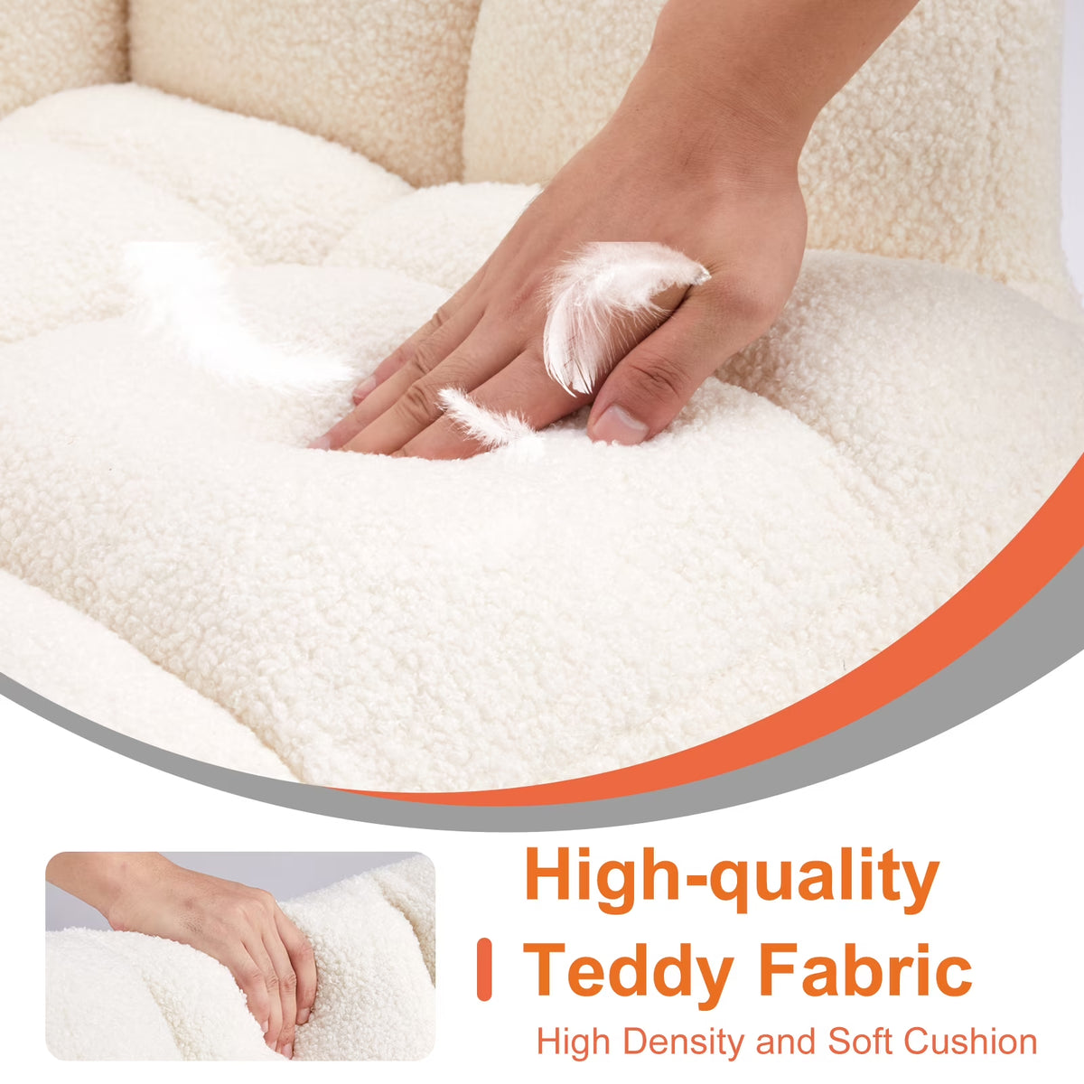 Beige Teddy Upholstered High-Back Rocking Chair