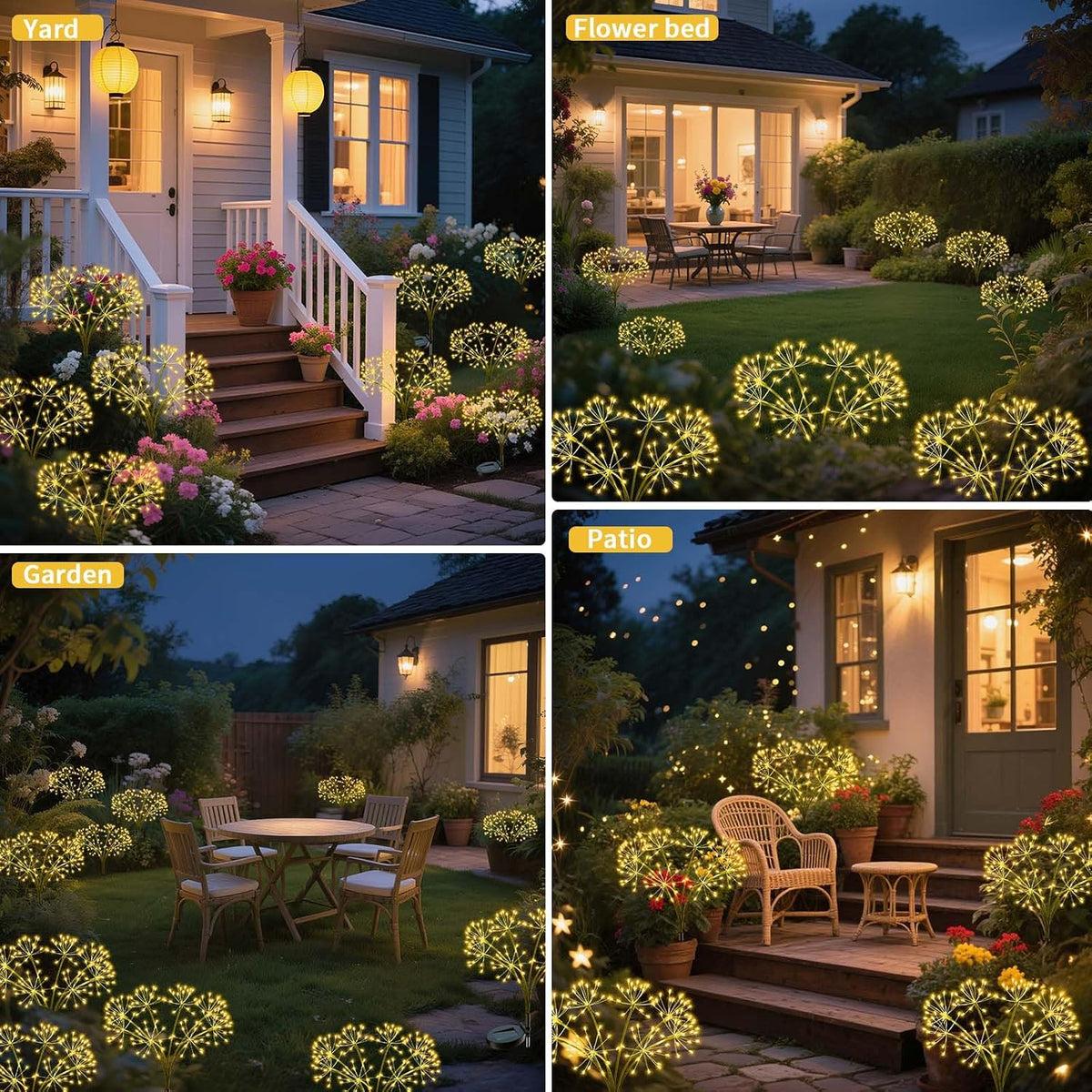 Solar Firework Garden Lights, 2-Pack, 160 LEDs, Warm White