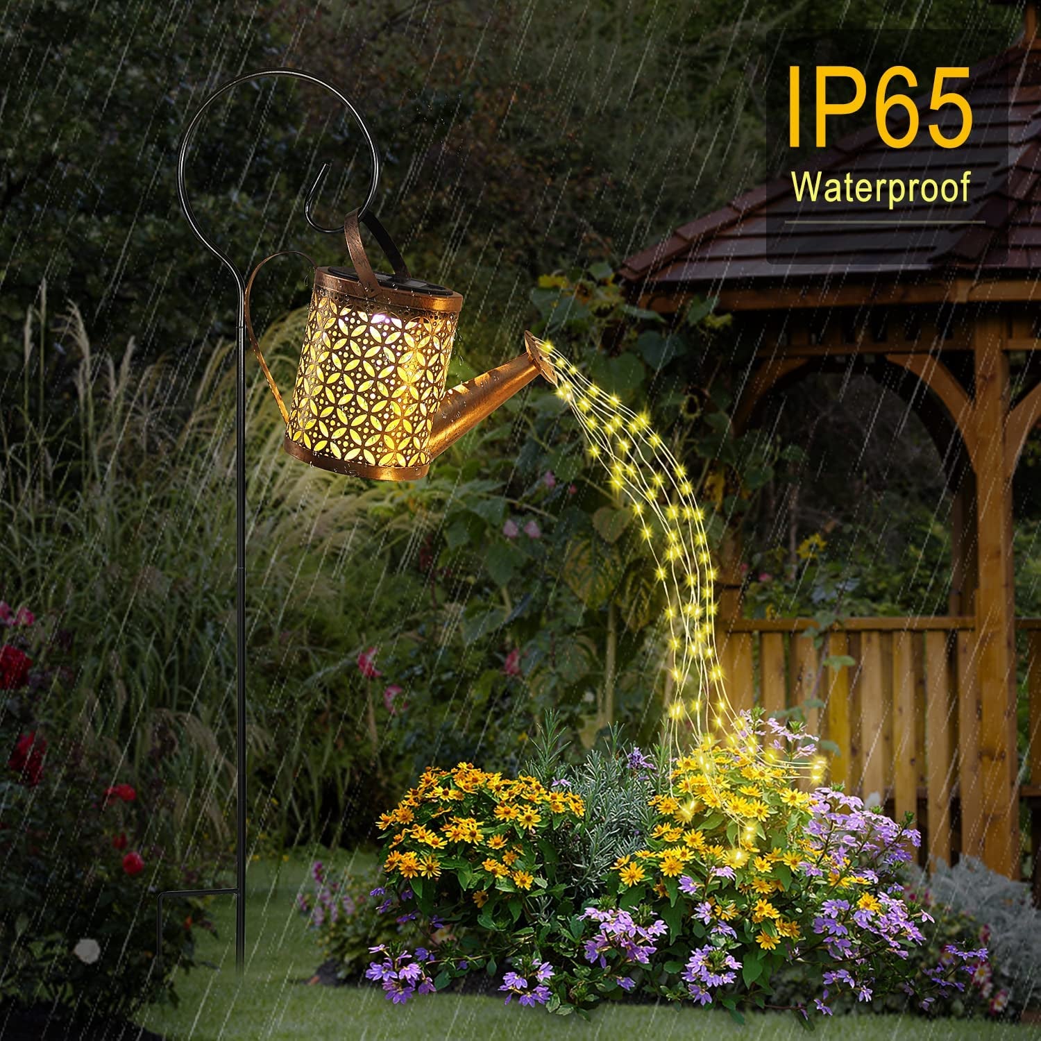 Solar Watering Can Lantern with Cascading Lights