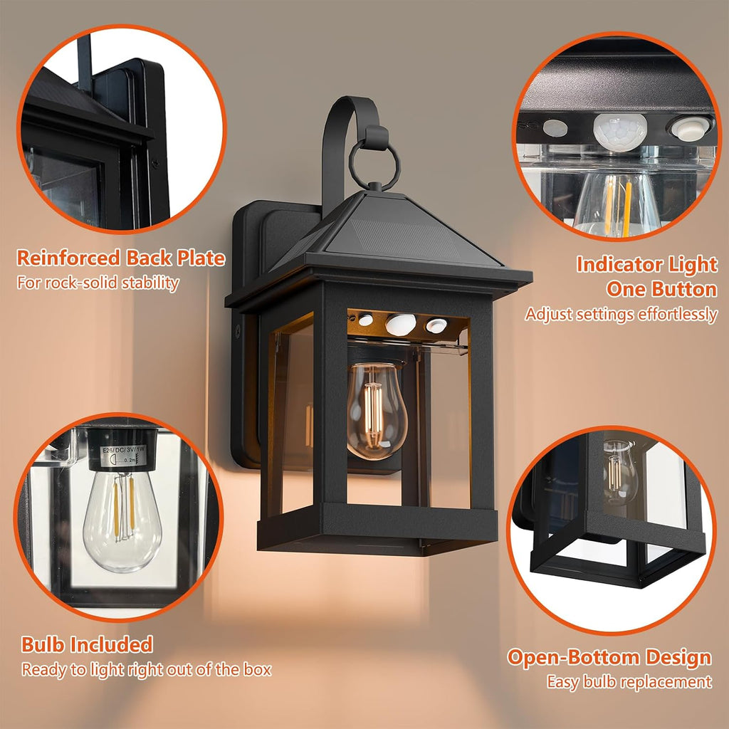 2-Pack Solar Wall Lanterns with Motion Sensor