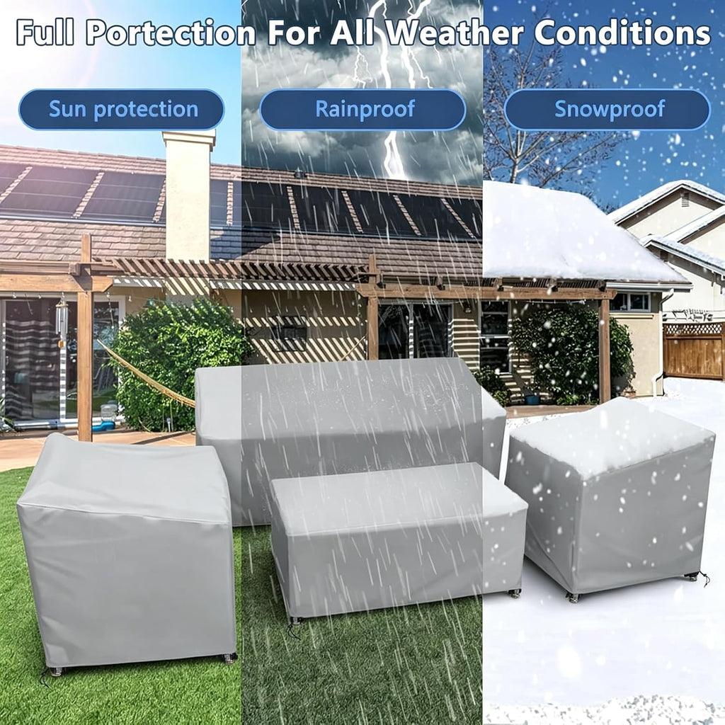 4-Piece 600D Waterproof Patio Furniture Cover Set, Gray