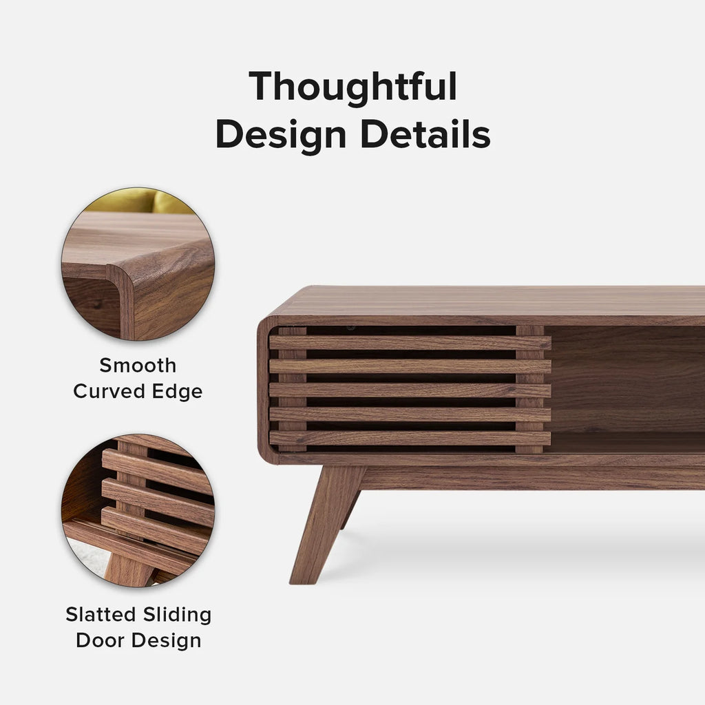 Ensley Walnut Coffee Table with Dual-Side Storage