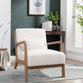 Ivory Textured Accent Chair with Solid Wood Frame