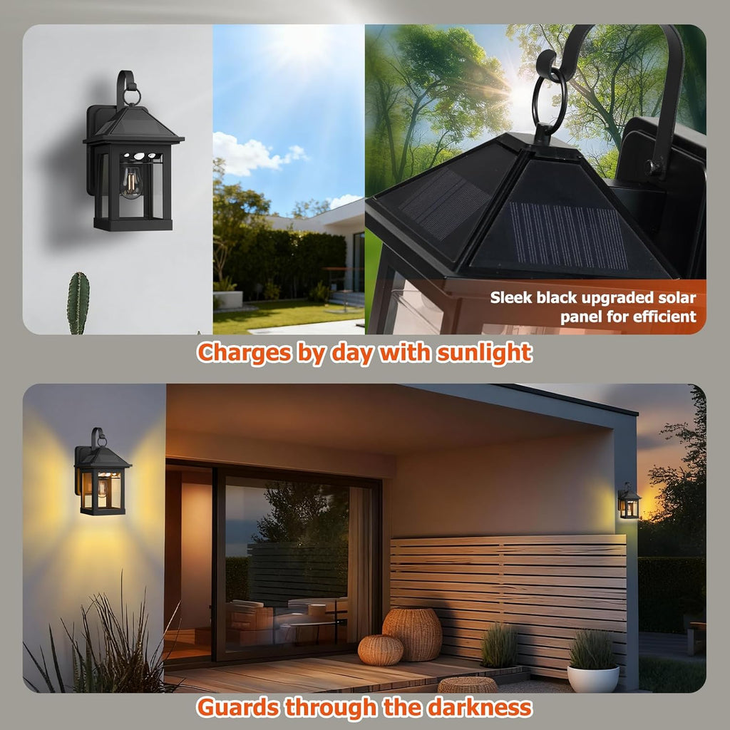 2-Pack Solar Wall Lanterns with Motion Sensor