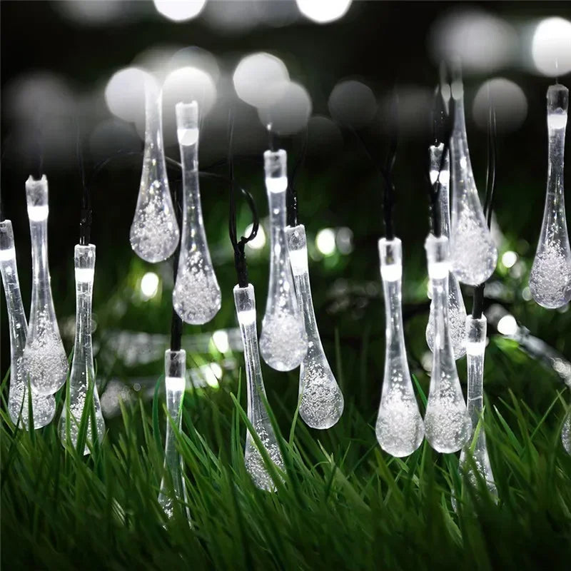 Water Drop Solar String Lights for Garden and Patio