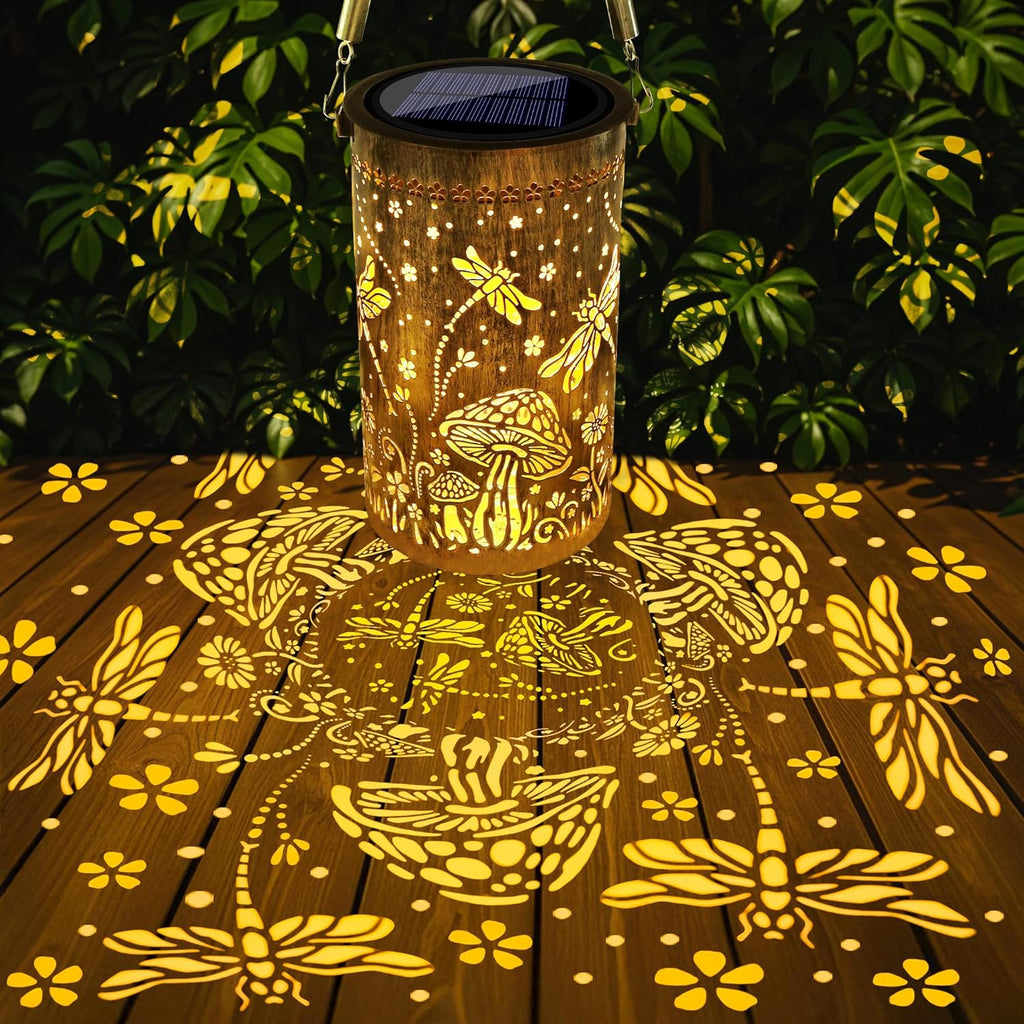 Decorative Solar Lantern with Patterned Light Projection