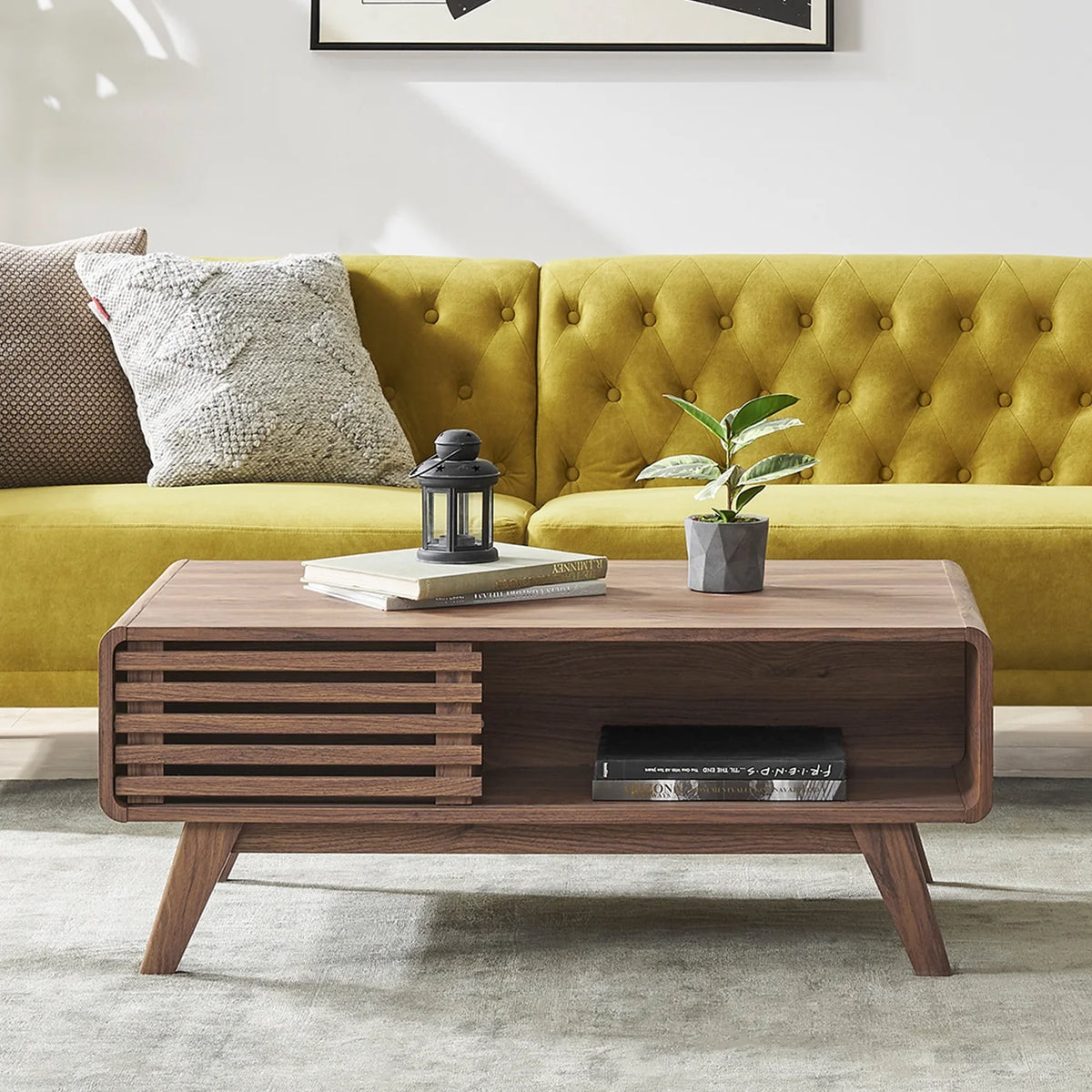 Ensley Walnut Coffee Table with Dual-Side Storage