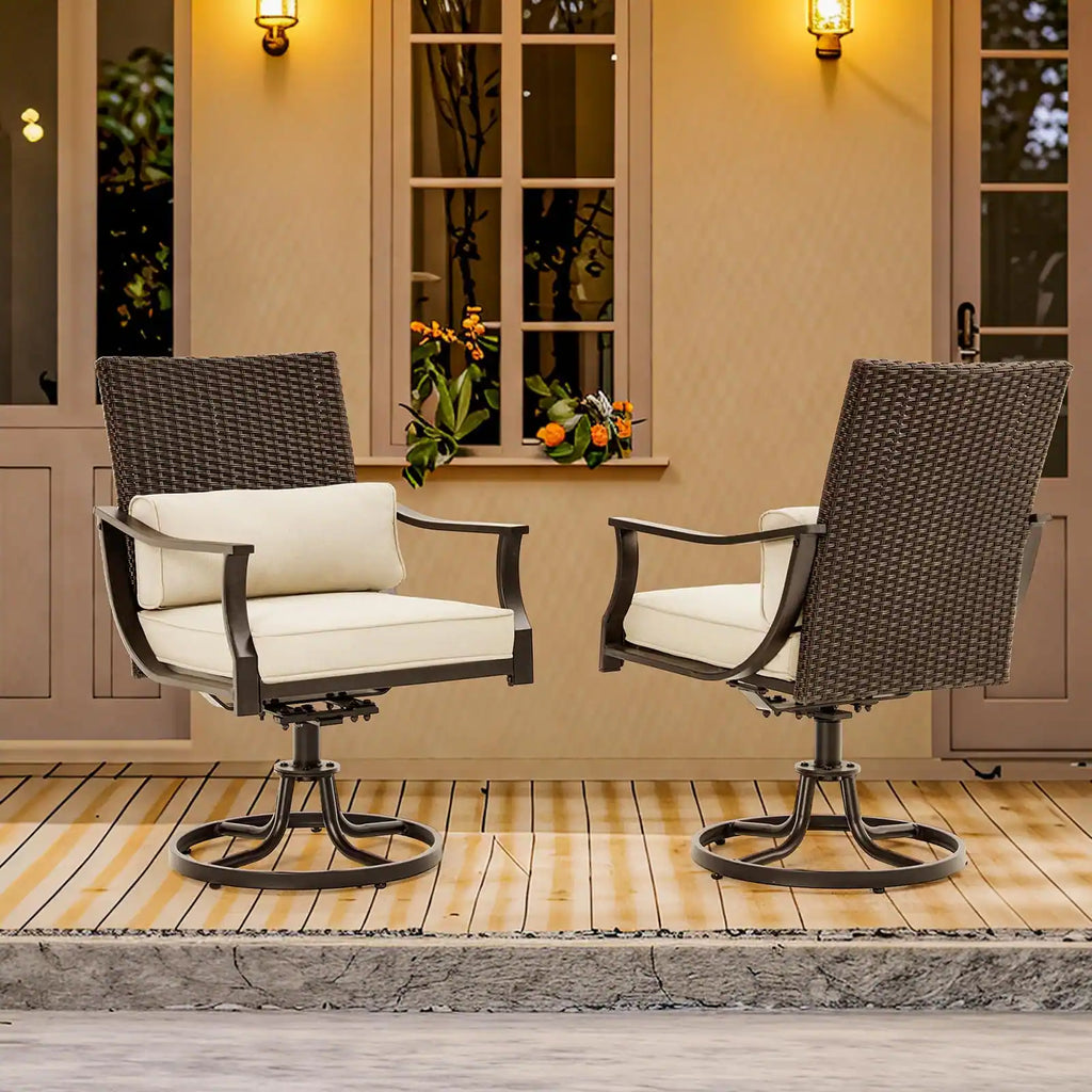Outdoor Patio Dining Set with Swivel Chairs, Dining Table with Umbrella Hole, Metal Patio Furniture for Backyard Deck Patio