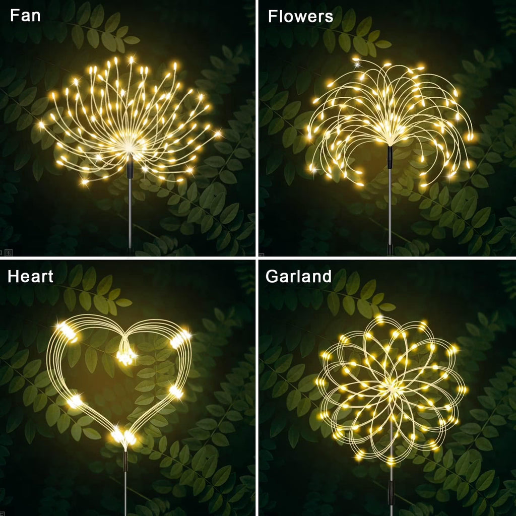 Solar Firework Garden Lights, 4-Pack, 120 LEDs Each, Warm White