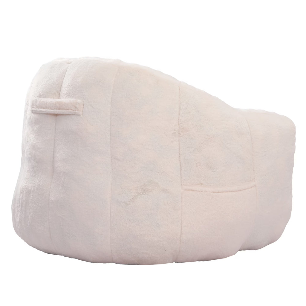 Oversized White Faux Fur Memory Foam Bean Bag Chair