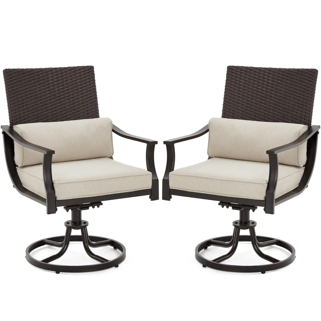 Outdoor Patio Dining Set with Swivel Chairs, Dining Table with Umbrella Hole, Metal Patio Furniture for Backyard Deck Patio