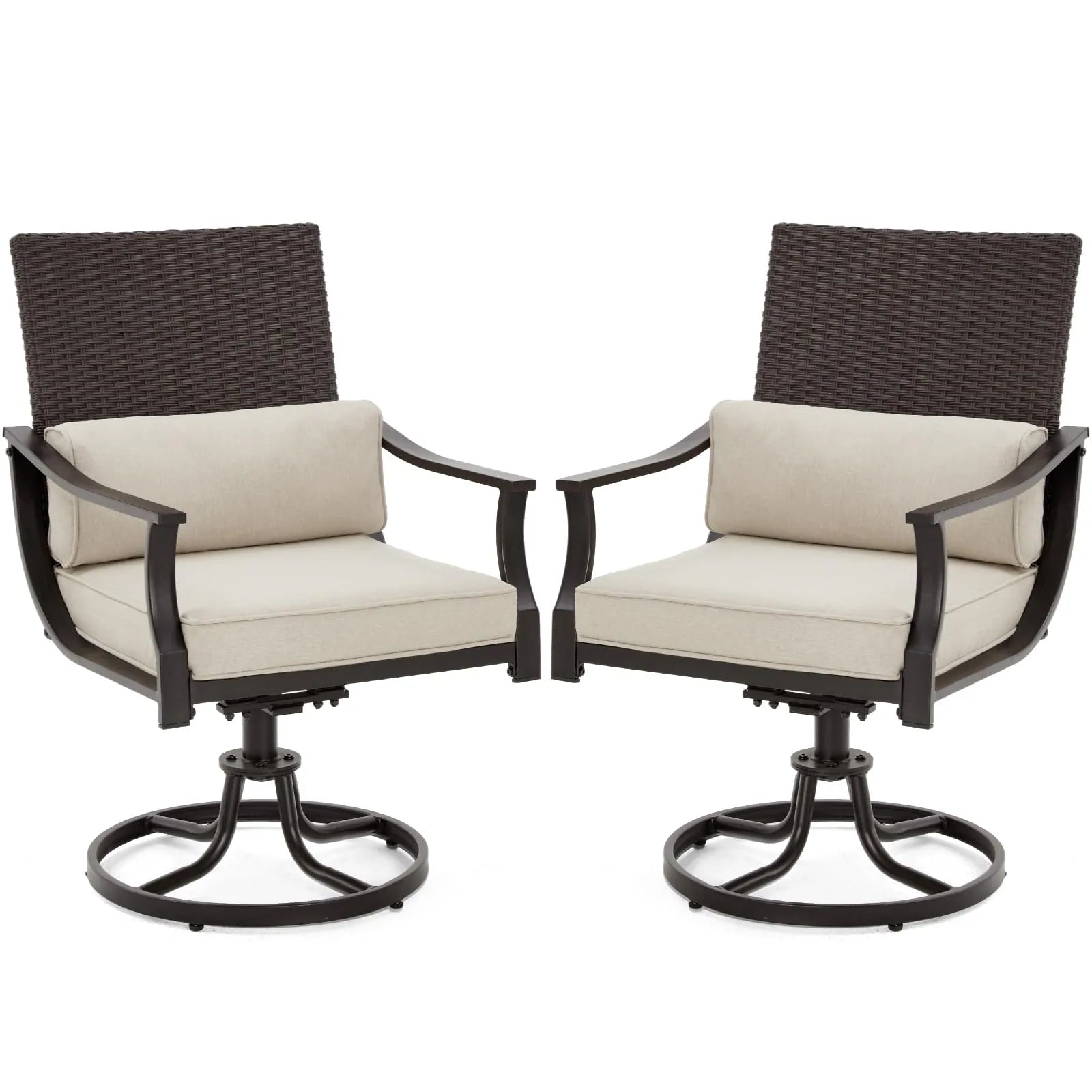 Outdoor Patio Dining Set with Swivel Chairs, Dining Table with Umbrella Hole, Metal Patio Furniture for Backyard Deck Patio