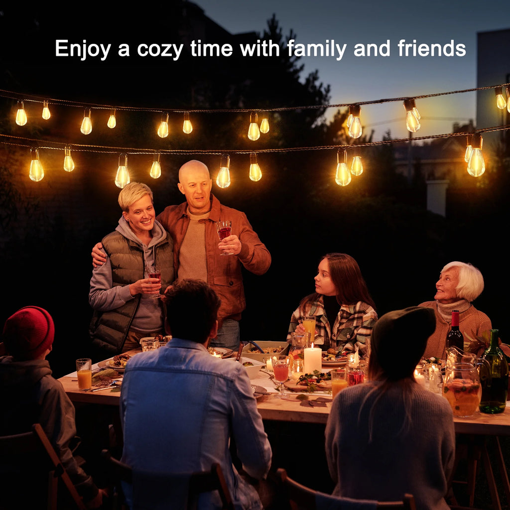 Solar Outdoor String Lights, 100Ft S14 LED Patio Lights with 24 Bulbs, Waterproof String Lights for Backyard