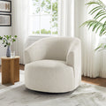 Cream Bouclé Swivel Barrel Chair