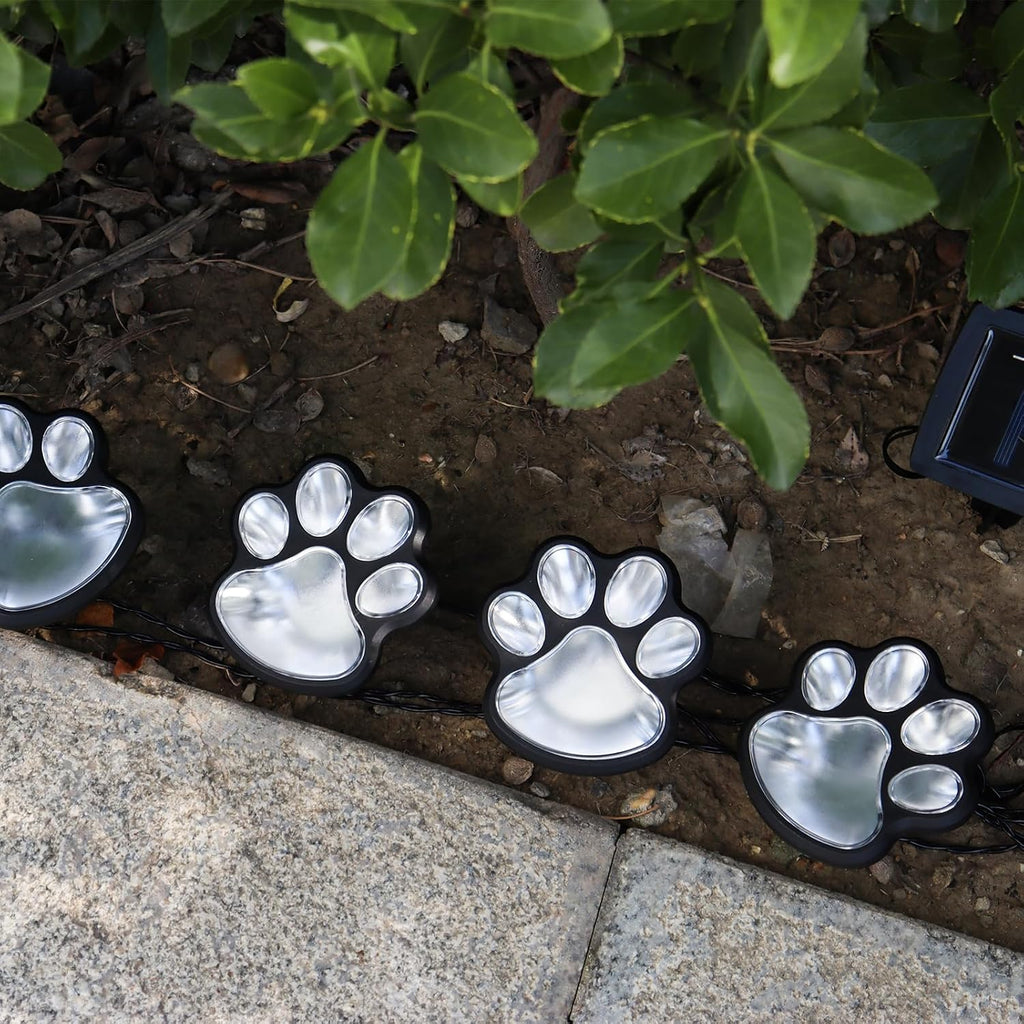 4-Pack Solar Paw Print Pathway Lights, IP55 Waterproof