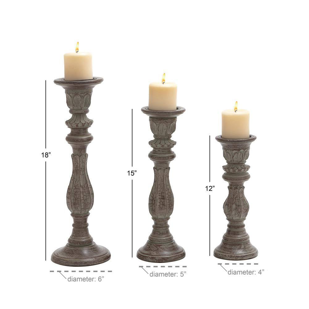 Brown Mango Wood Candle Holder (Set of 3)
