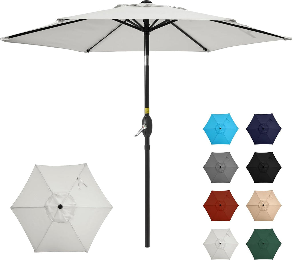 Outdoor Patio Umbrella, Patio Umbrella, Market Umbrella, Large Outdoor Umbrella, Metal Pole Umbrella with Push Button Tilt and Crank, Polyester Canopy