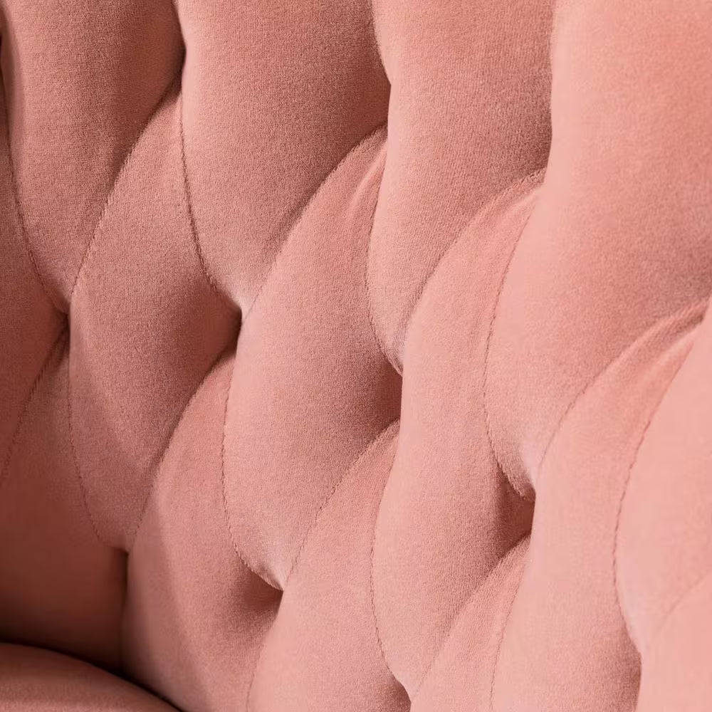 Mid-Century Pink Velvet Tufted Office Chair