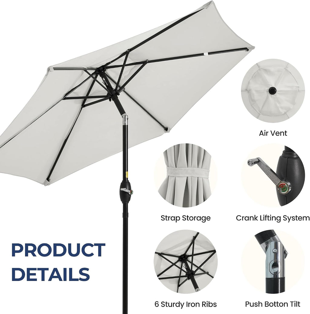 Outdoor Patio Umbrella, Patio Umbrella, Market Umbrella, Large Outdoor Umbrella, Metal Pole Umbrella with Push Button Tilt and Crank, Polyester Canopy