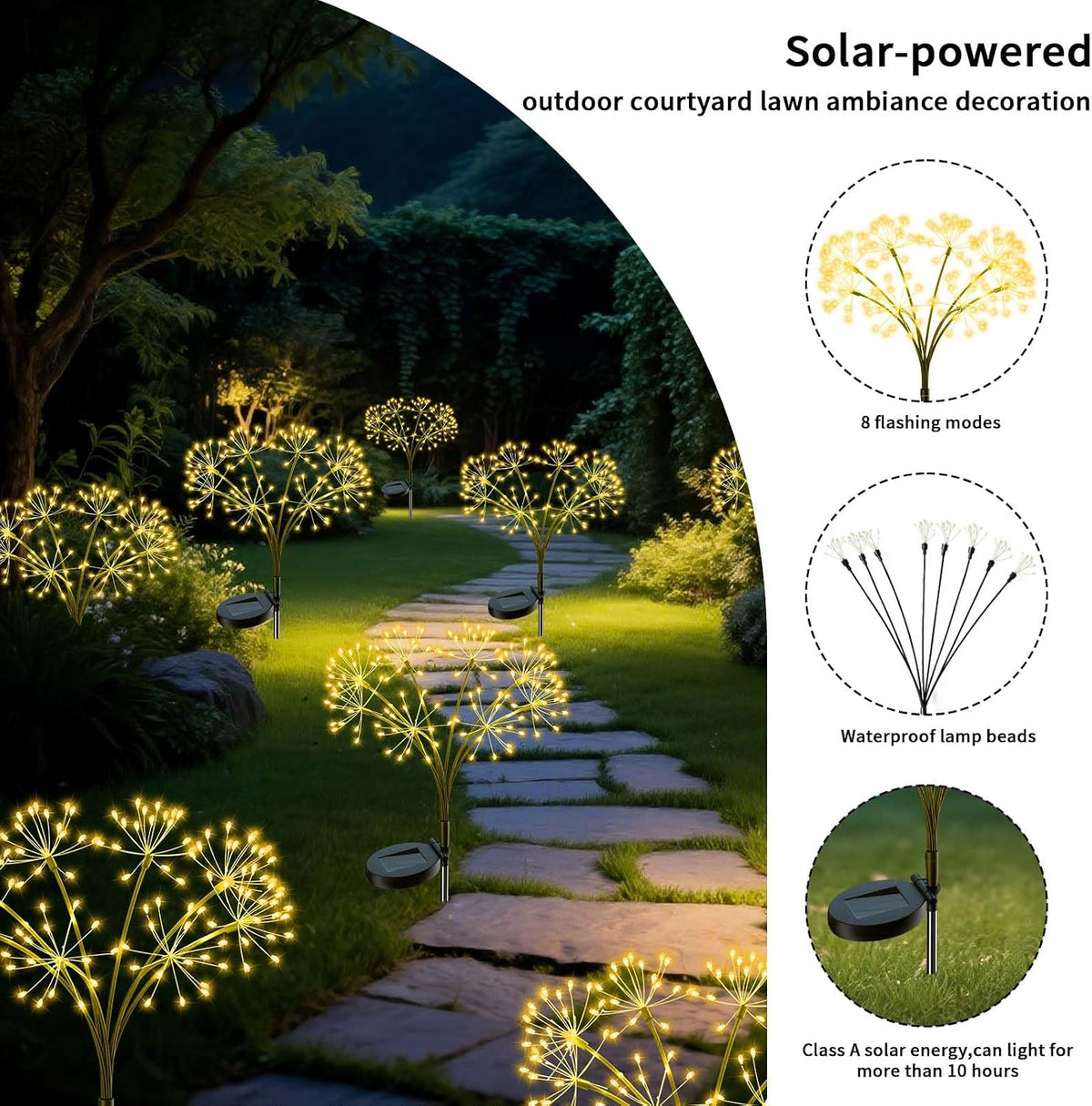 Solar Firework Garden Lights, 2-Pack, 160 LEDs, Warm White