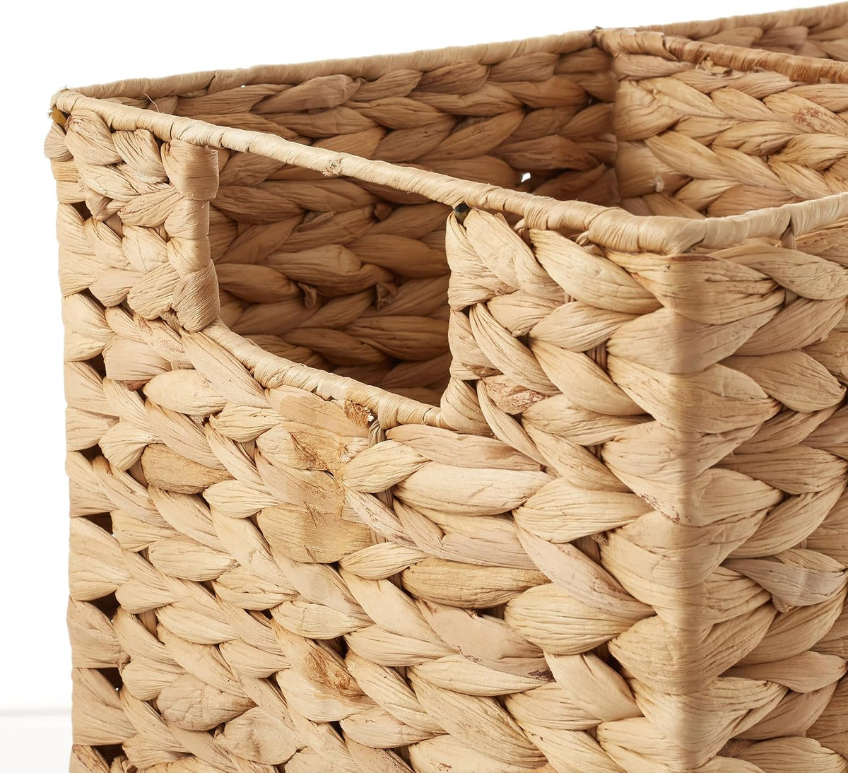 Stair Step Basket with Handles, Natural - Woven Water Hyacinth Staircase Basket Storage Bin Organizer