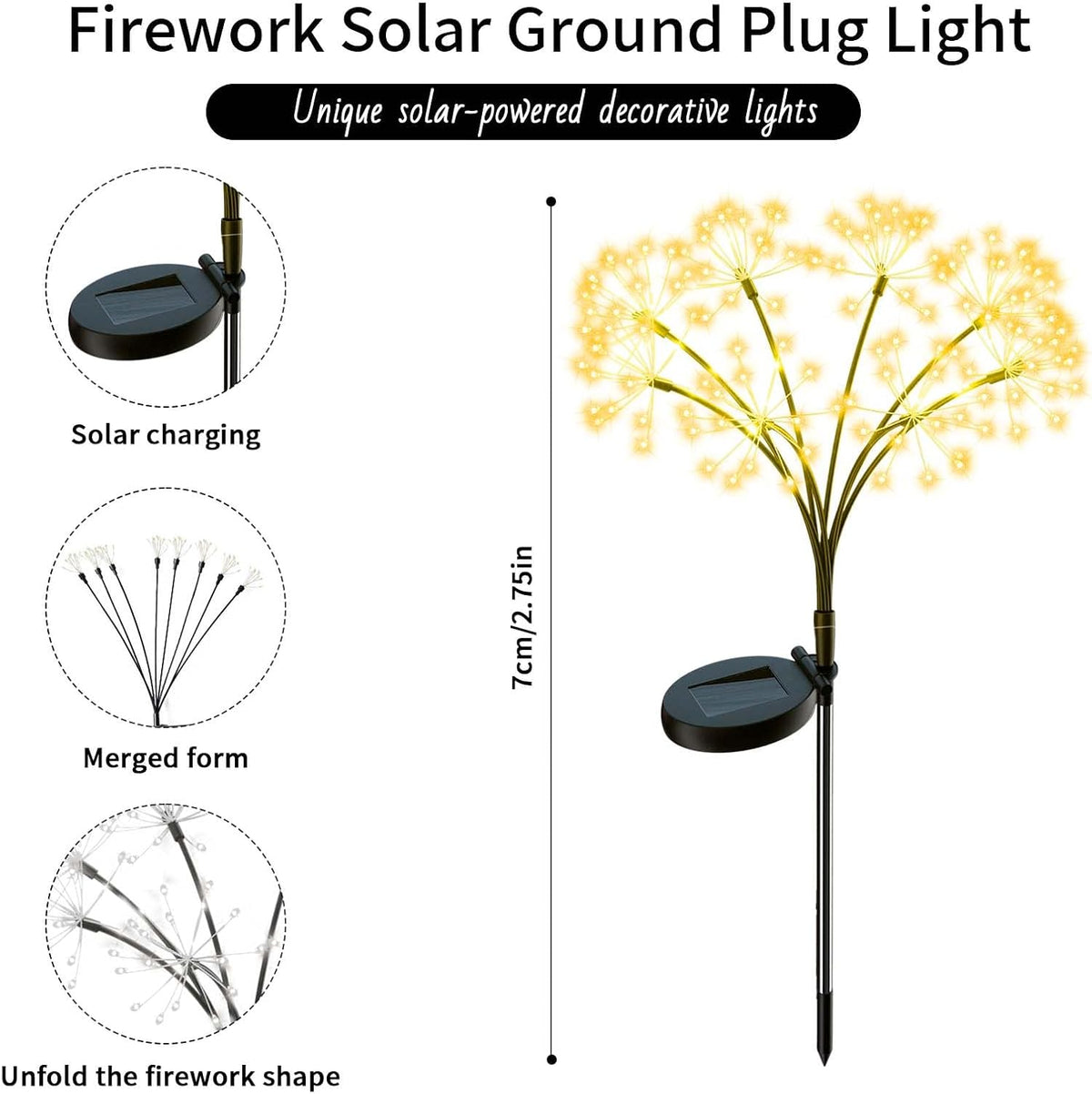Solar Firework Garden Lights, 2-Pack, 160 LEDs, Warm White