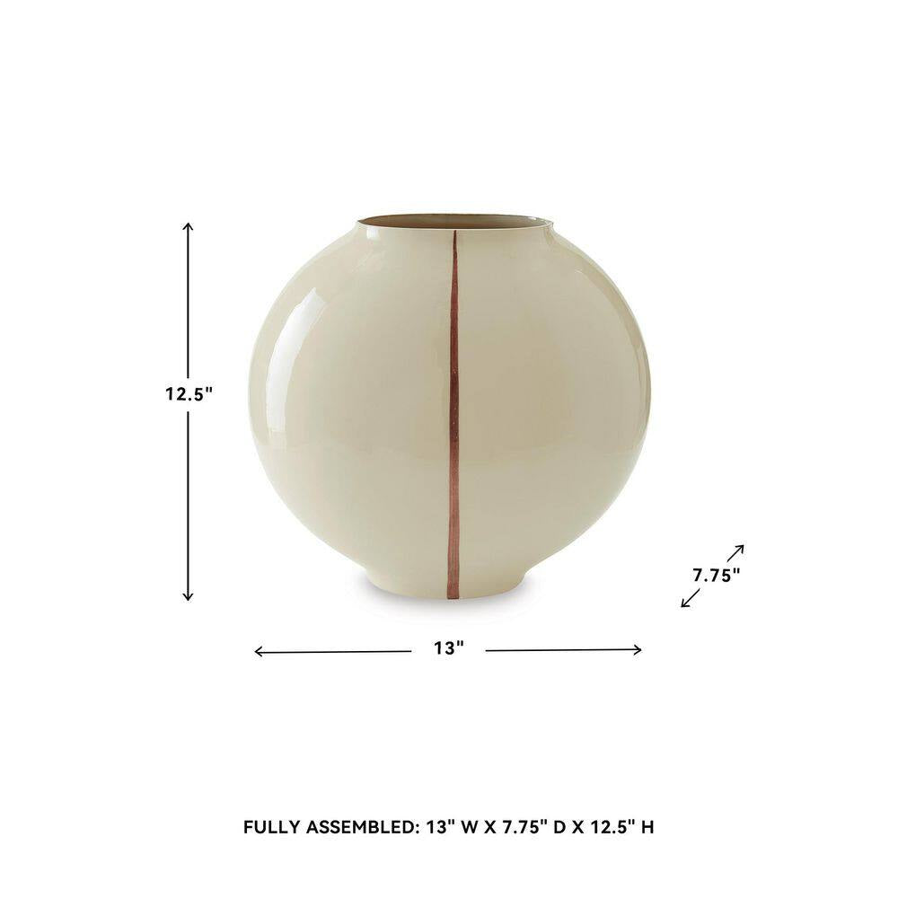Sheabourne 13 In. H Beige Glass round Decorative Vase