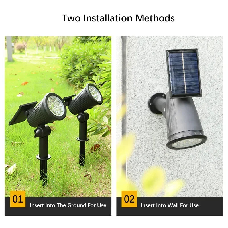 Adjustable RGB Solar Landscape Spotlights, 9 LED