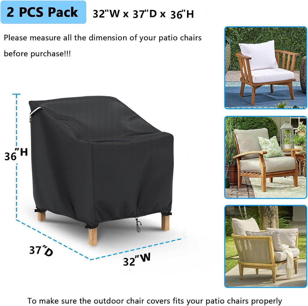 Waterproof Patio Chair Covers, 2-Pack, 32 x 37 x 36 Inches