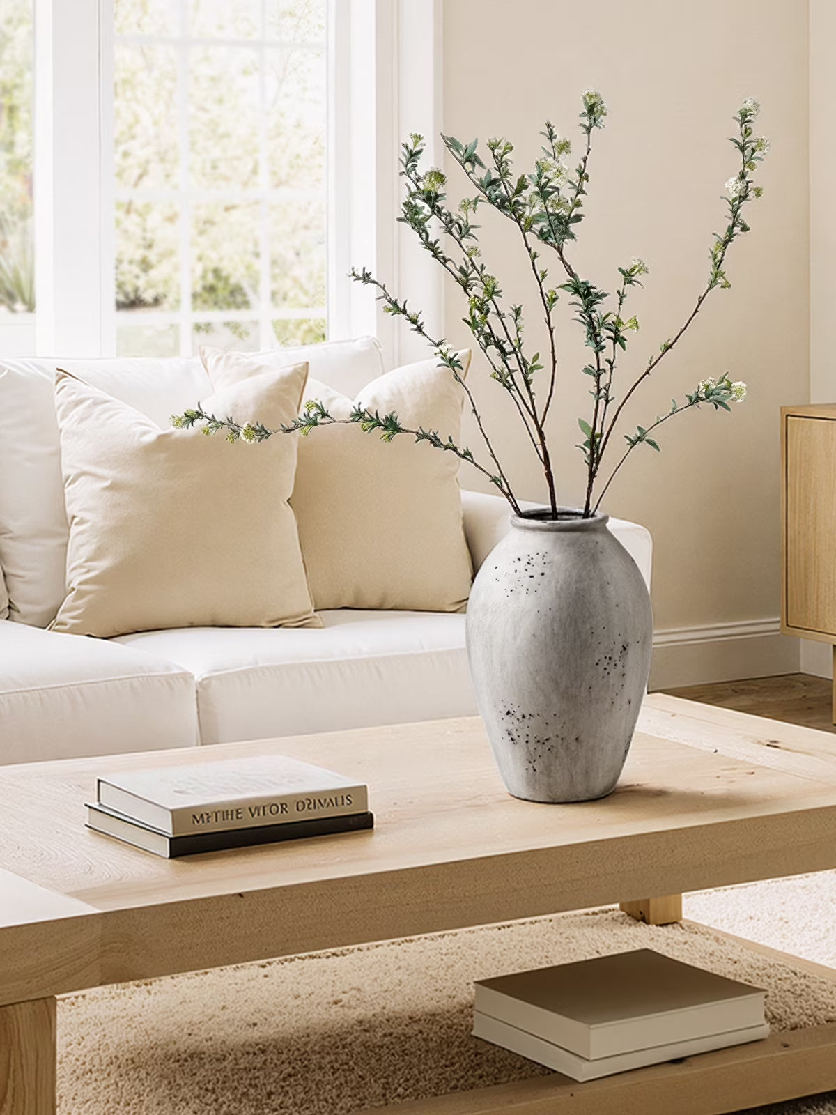 LE TAUCI Ceramic Vase, 13.2 Inch Tall Large Ceramic Vase for Flowers, Rustic Farmhouse Flower Vase for Living Room, Console Table, Entryway and Centerpiece Decor, Speckled Gray Vase