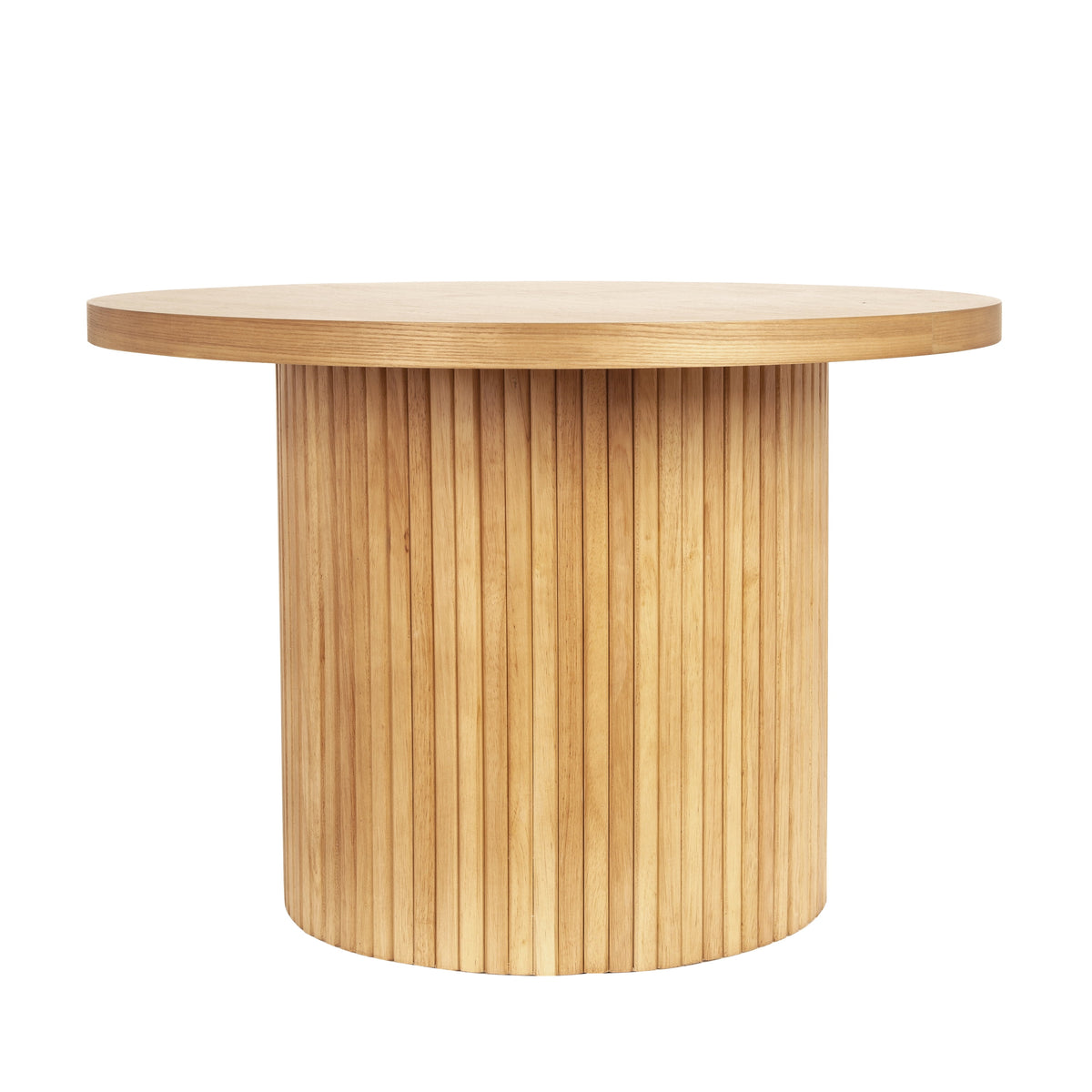 Natural Oak Fluted Pedestal Coffee Table, 23.6-Inch