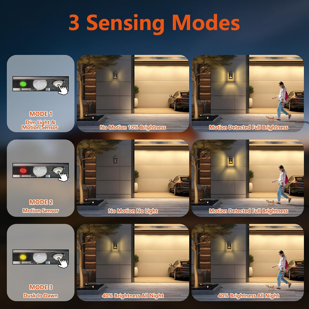2-Pack Solar Wall Lanterns with Motion Sensor
