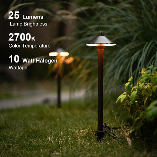 12V Metal Landscape Pathway Lights, 8-Pack, Warm White