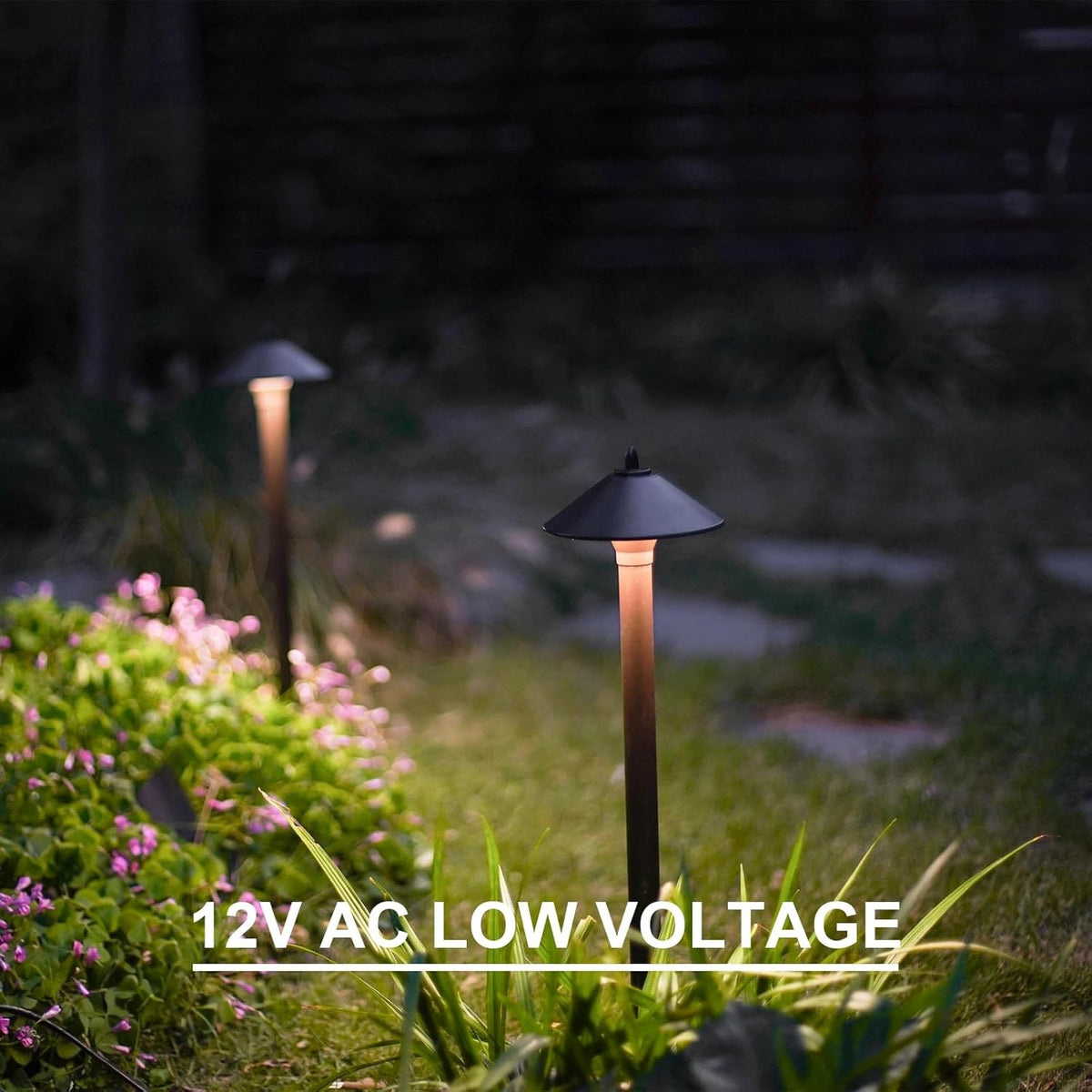 12V Metal Landscape Pathway Lights, 8-Pack, Warm White