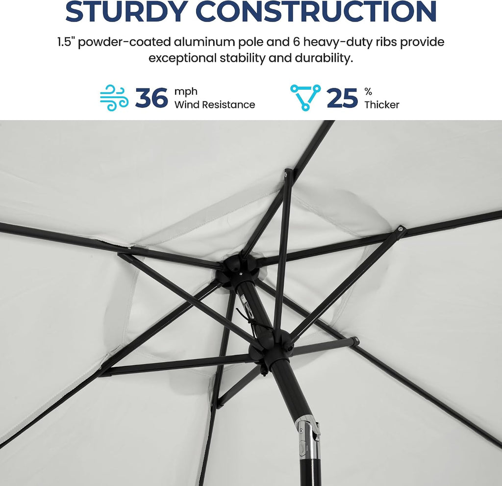 Outdoor Patio Umbrella, Patio Umbrella, Market Umbrella, Large Outdoor Umbrella, Metal Pole Umbrella with Push Button Tilt and Crank, Polyester Canopy