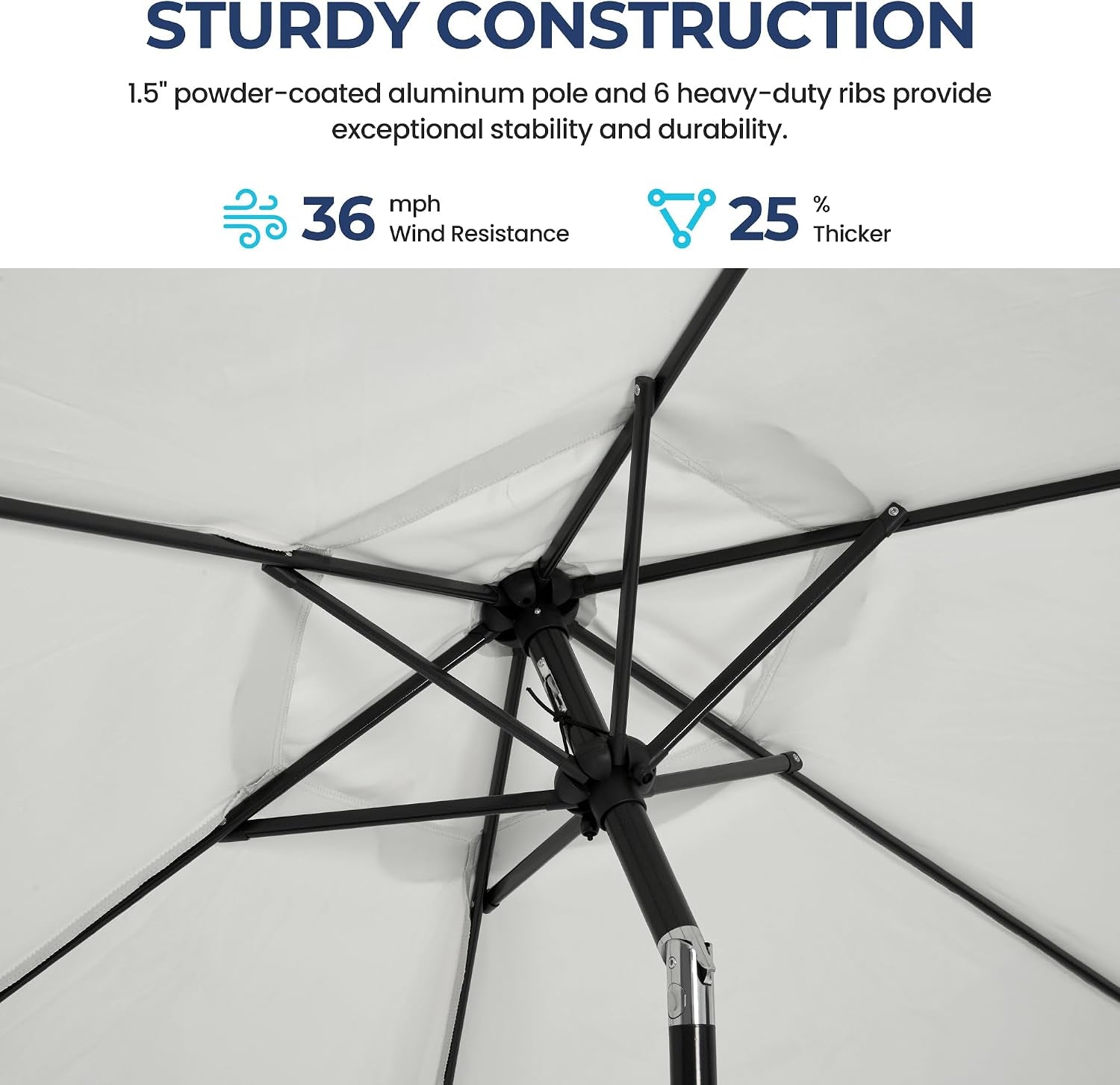 Outdoor Patio Umbrella, Patio Umbrella, Market Umbrella, Large Outdoor Umbrella, Metal Pole Umbrella with Push Button Tilt and Crank, Polyester Canopy