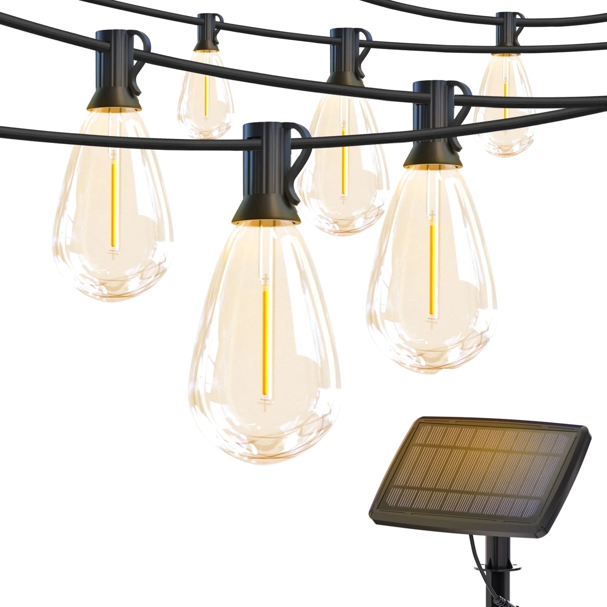 Solar Outdoor String Lights, 100Ft S14 LED Patio Lights with 24 Bulbs, Waterproof String Lights for Backyard