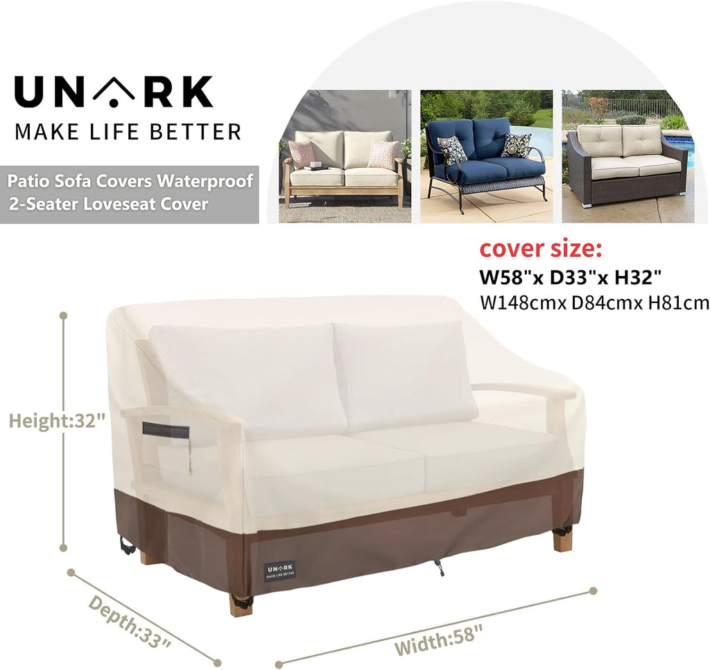 Waterproof 2-Seater Outdoor Loveseat Cover, 58 x 33 Inches