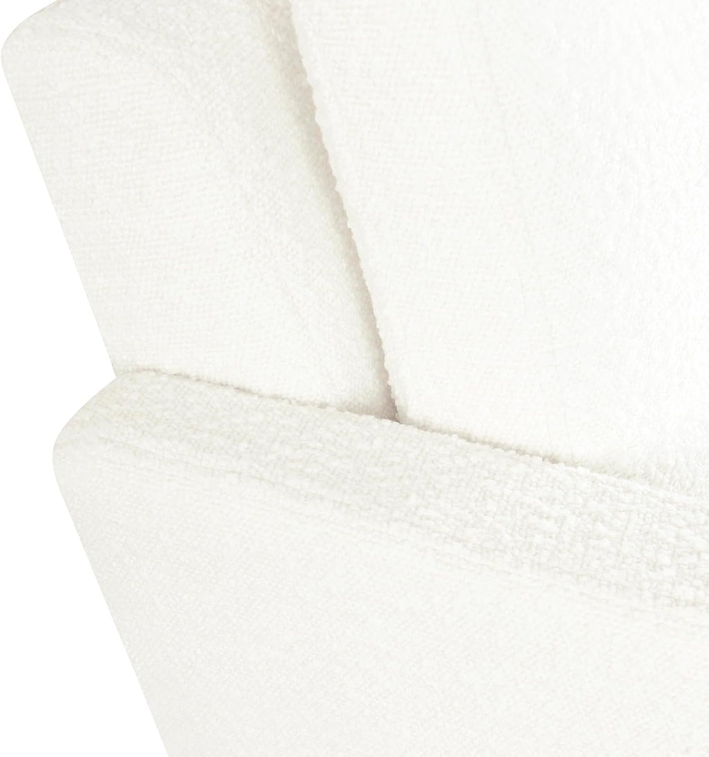 Cream Bouclé Accent Chair with Natural Wood Frame