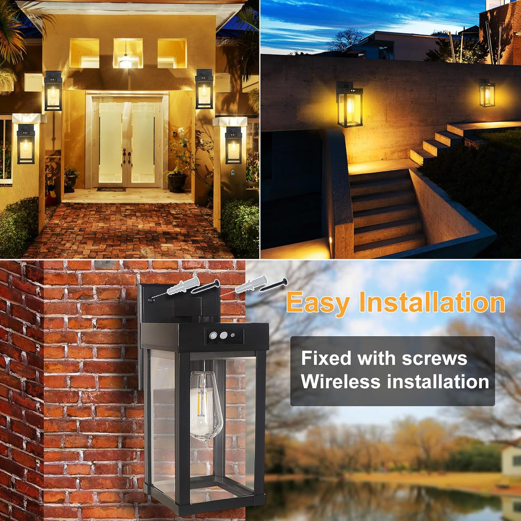 2-Pack Solar Motion Sensor Wall Lights with 3 Modes