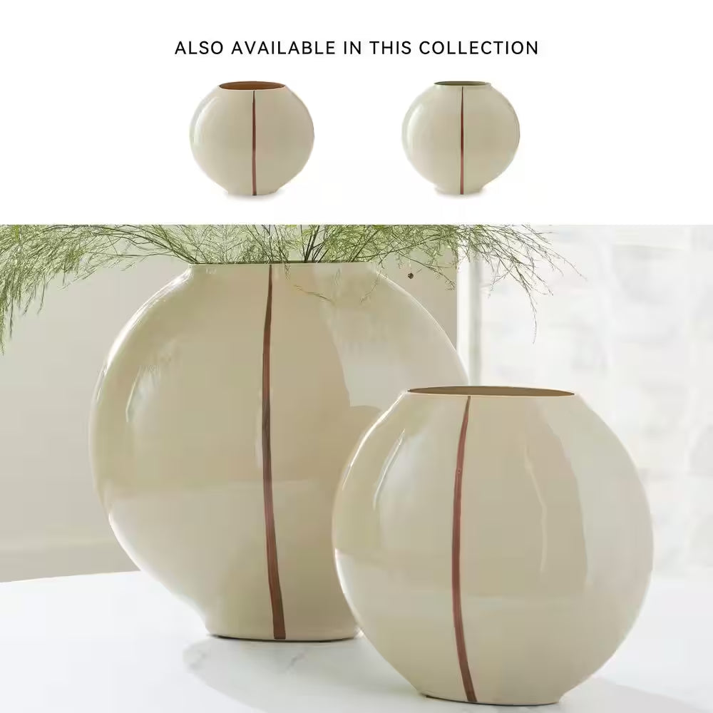 Sheabourne 13 In. H Beige Glass round Decorative Vase